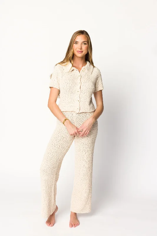 Kennedy Short Sleeve Top and Pants Set in Oat - Nursing Friendly