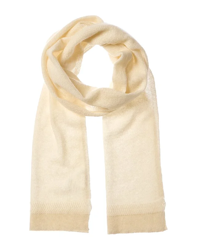 Hannah Rose Herringbone Trim Cashmere Scarf