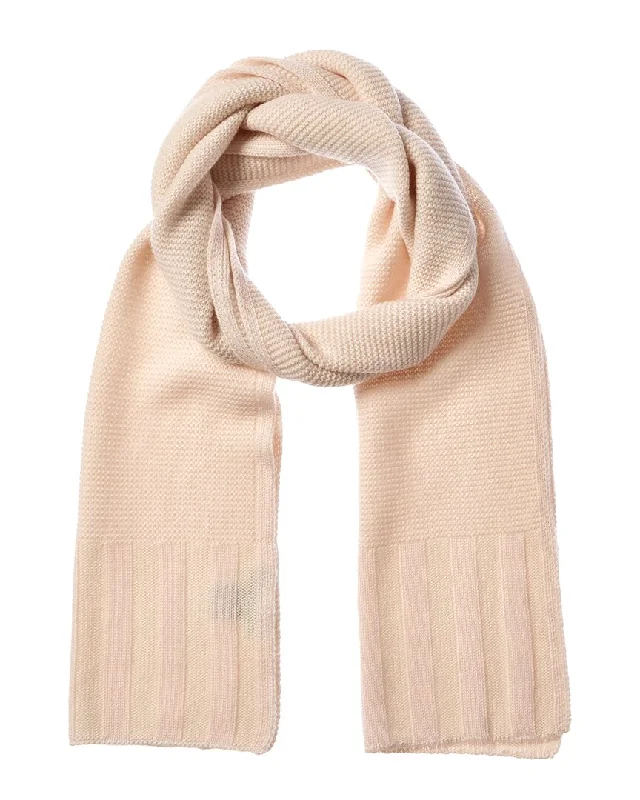 Forte Cashmere Plaited Garter Rib Trim Cashmere Scarf