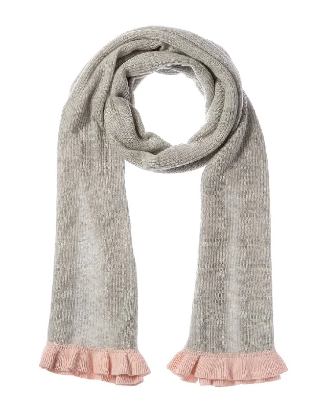 Hannah Rose Contrast Ruffle Edges Rib Scarf