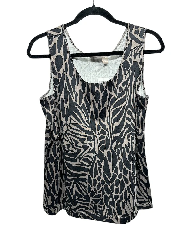 Top Sleeveless By Chicos In Black & Brown, Size: L