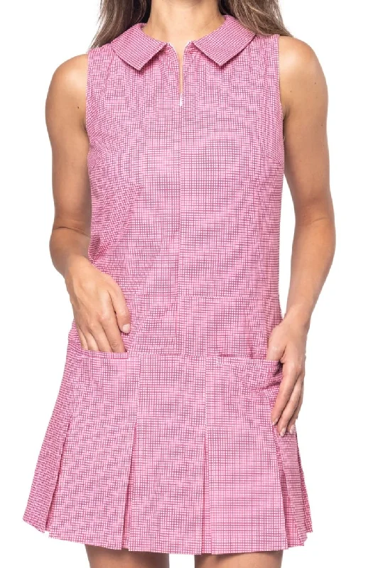 Pink Plaid Timeless Pleated Dress