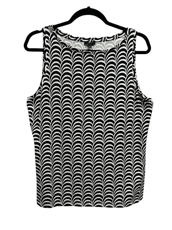 Top Sleeveless By Talbots In Black & White, Size: L