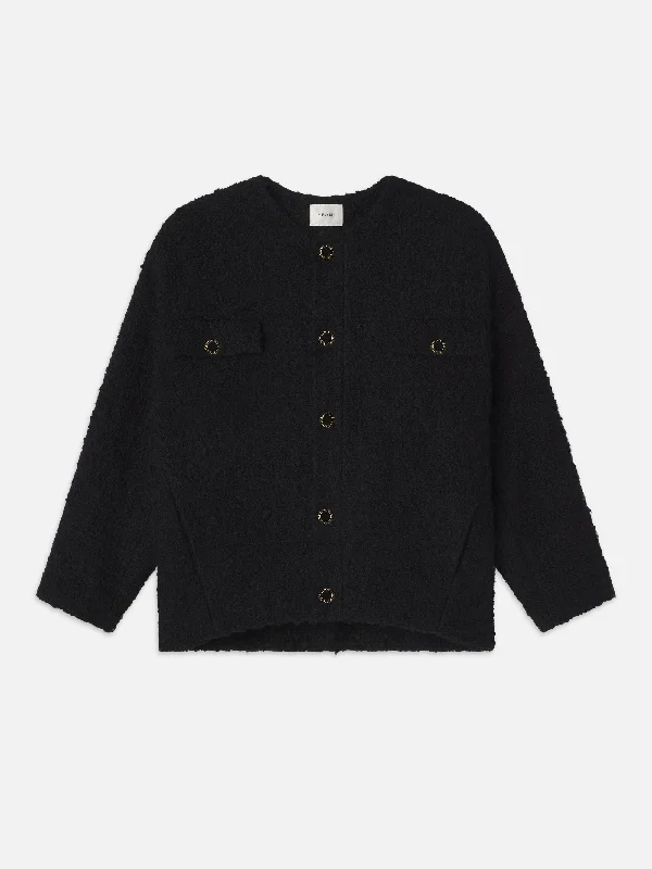 Cocoon Short Coat -- Black Multi