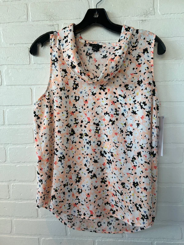 Top Sleeveless By Ann Taylor In Orange & White, Size: M