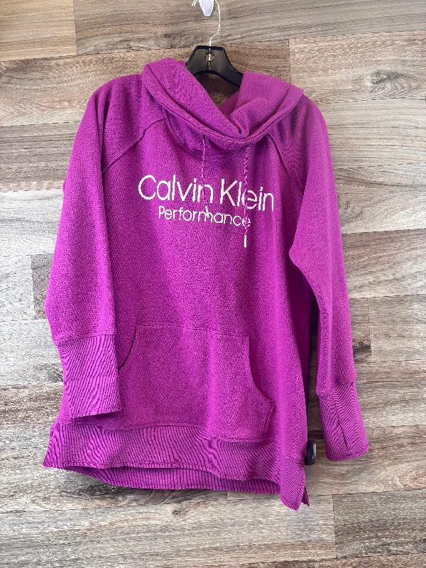 Sweatshirt Hoodie By Calvin Klein Performance In Purple, Size: L