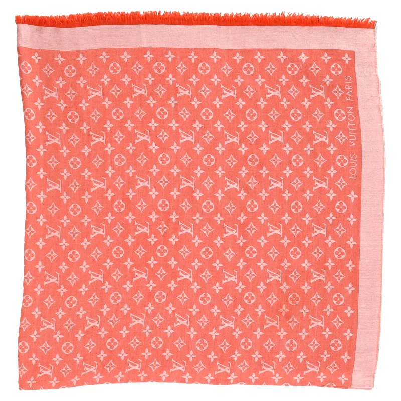 Louis Vuitton Monogram Shawl Scarf in Orange Silk