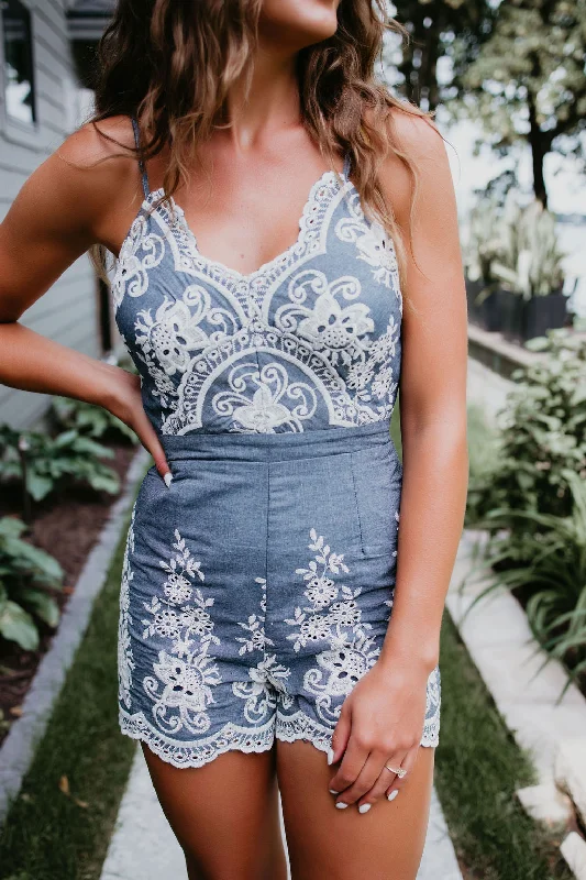 Dream On Embroidered Romper