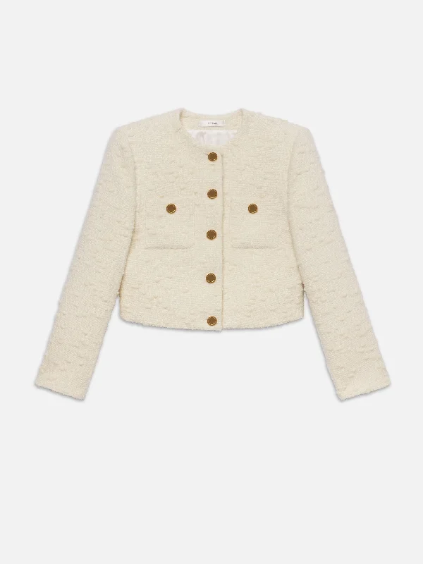 Cropped Button Front Jacket -- Ecru