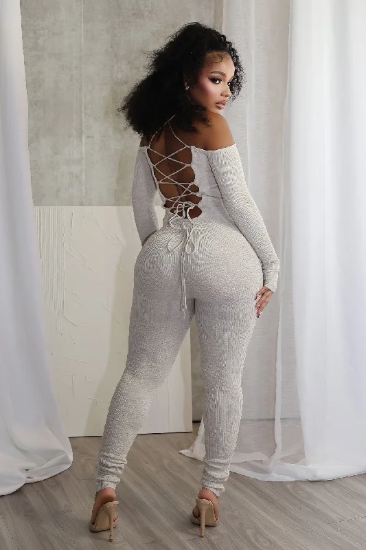 Play Hard Off Shoulder Knit Jumpsuit