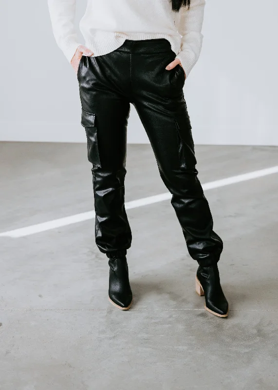 Rayne Vegan Leather Cargo Joggers