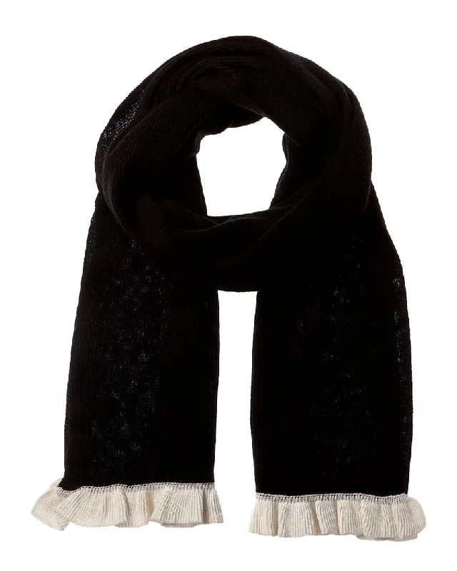 Hannah Rose Contrast Ruffle Edges Rib Scarf