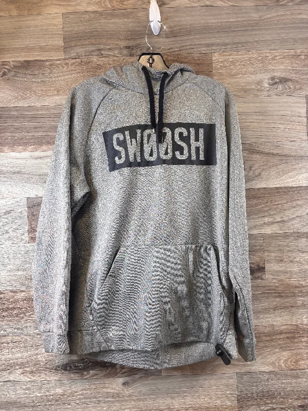 Athletic Sweatshirt Hoodie By Nike Apparel In Black & Grey, Size: L