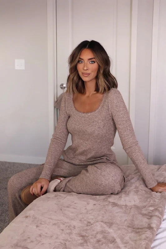 Tan Scoop Neck Lounge Top