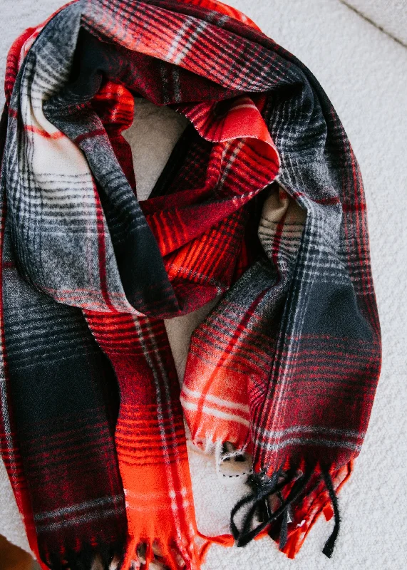 Oblong Brushed Plaid Scarf