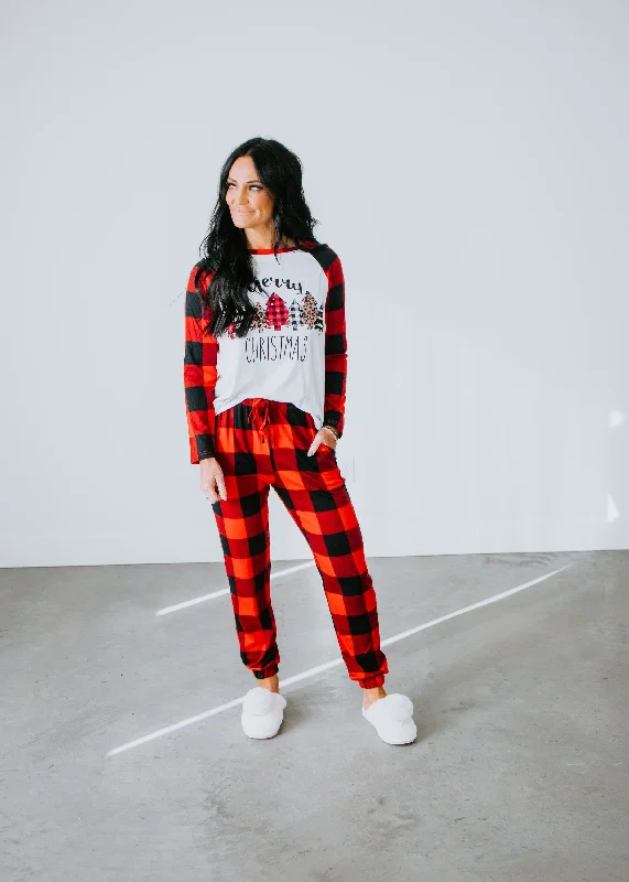 Merry Christmas Plaid Pajama Set