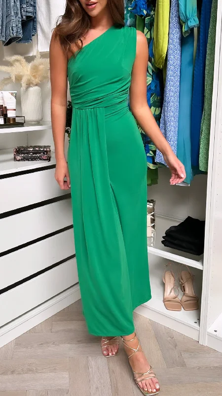 Saffia Green One Shouder Midaxi Dress