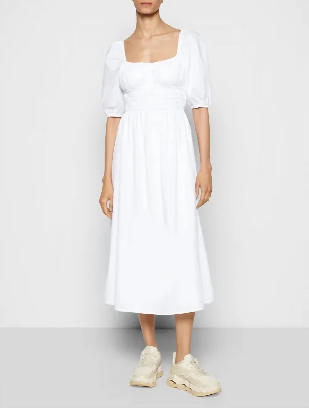 Harmonita Midi Dress in Plain White