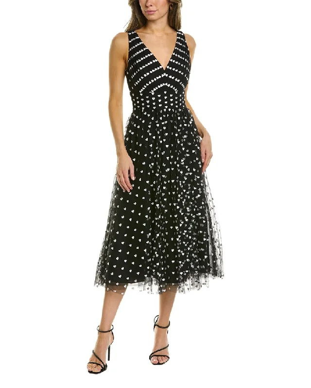 Marchesa Notte Heart Midi Dress