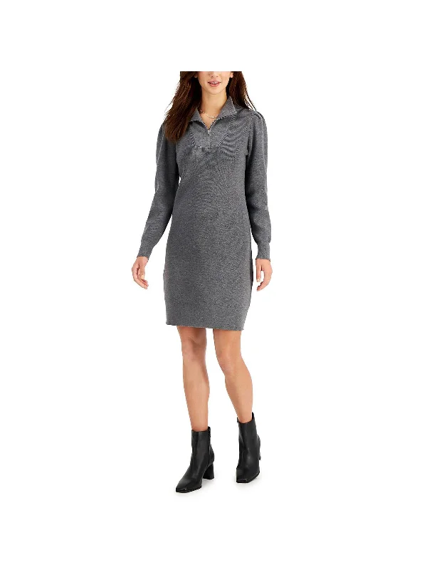 Womens 1/2 Zip Midi Sweaterdress