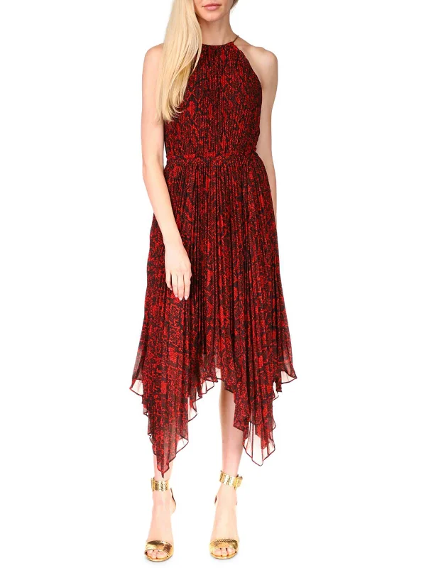 Womens Chiffon Python Midi Dress