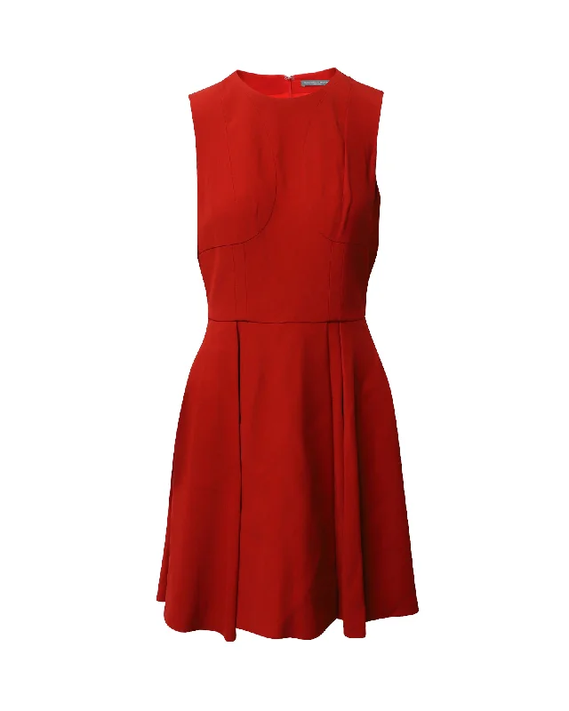 Alexander McQueen Sleeveless Mini Dress in Red Acetate