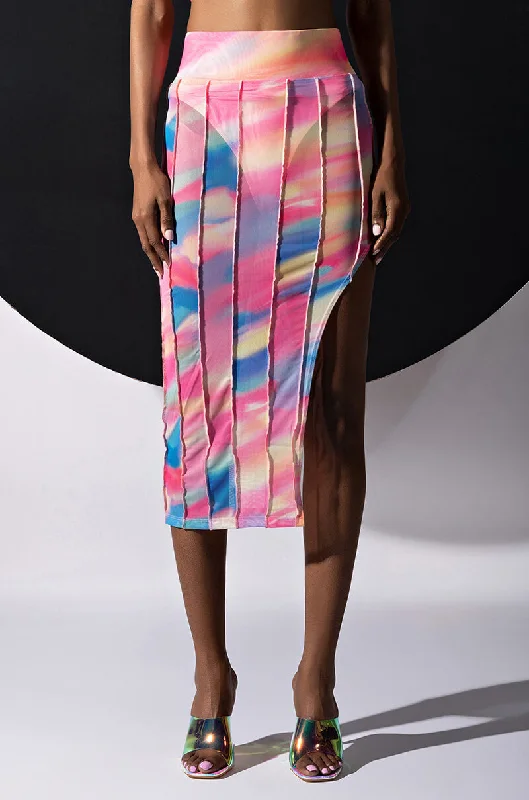 ALWAYS THE BRIGHT LIGHT MESH MIDI SKIRT