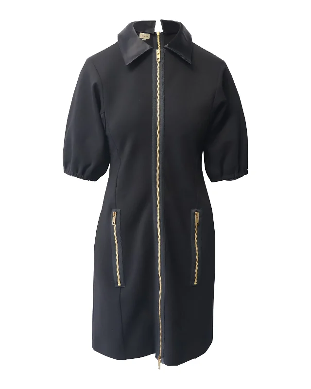 Gucci Jersey Mini Dress with G Buckle Belt in Black Viscose