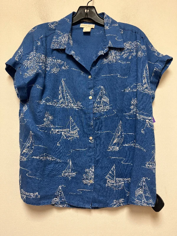 Nautical Print Top Short Sleeve Cynthia Rowley, Size S