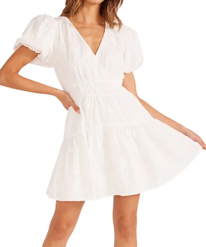 Neve Puff Sleeve Mini Dress In Ivory