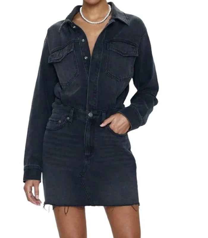 Nina Long Sleeve Mini Dress In Station