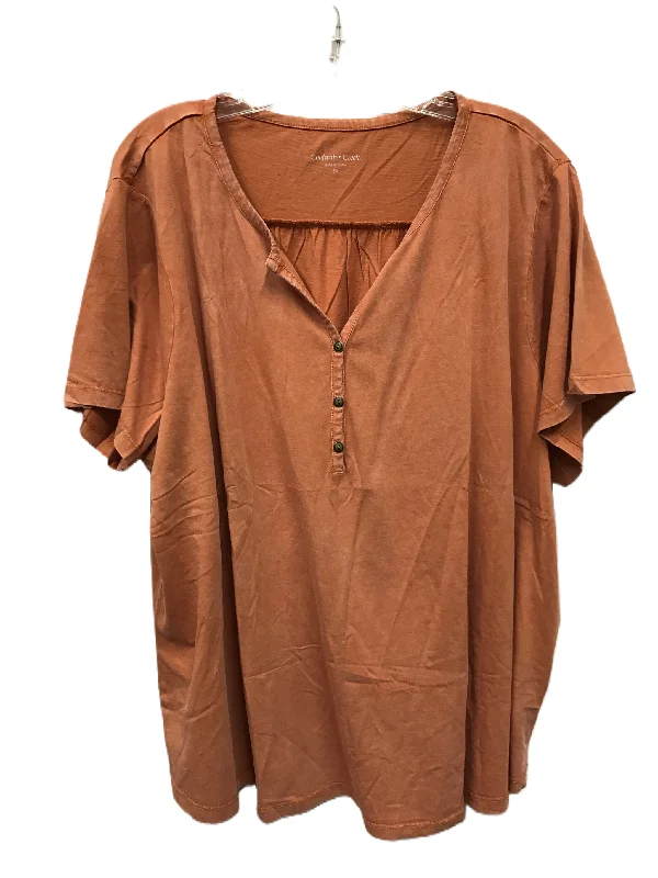 Orange Top Short Sleeve By Coldwater Creek, Size: 3x