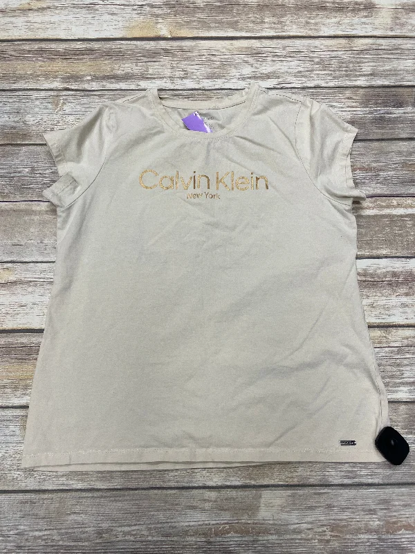 Tan Top Short Sleeve Calvin Klein, Size L