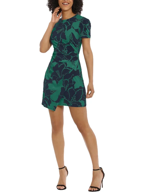 Womens Floral Print Short Mini Dress