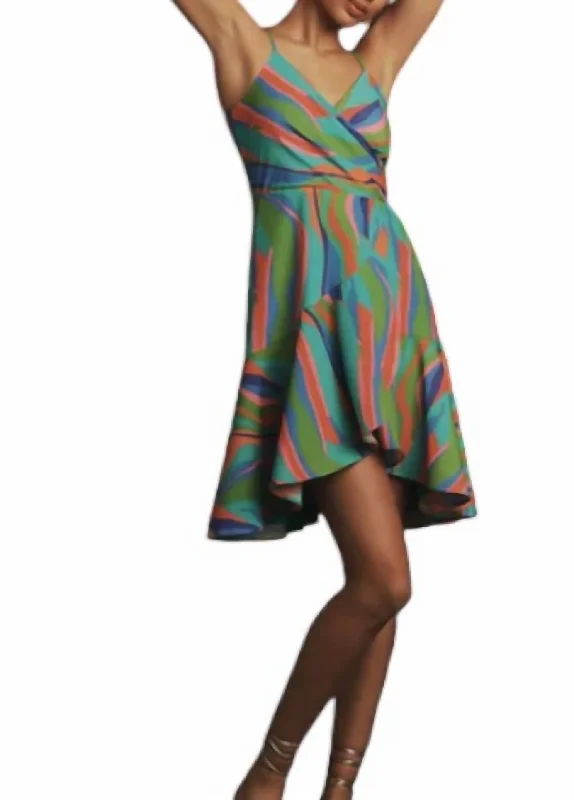 Zina Mini Wrap Dress In Psychedelic Swirl