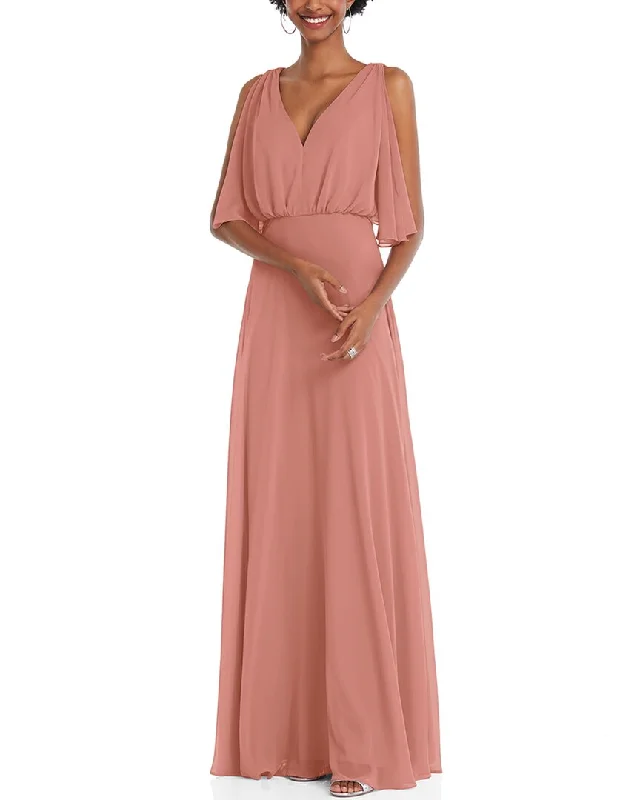 After Six V-Neck Split Sleeve Blouson Bodice Maxi Dress