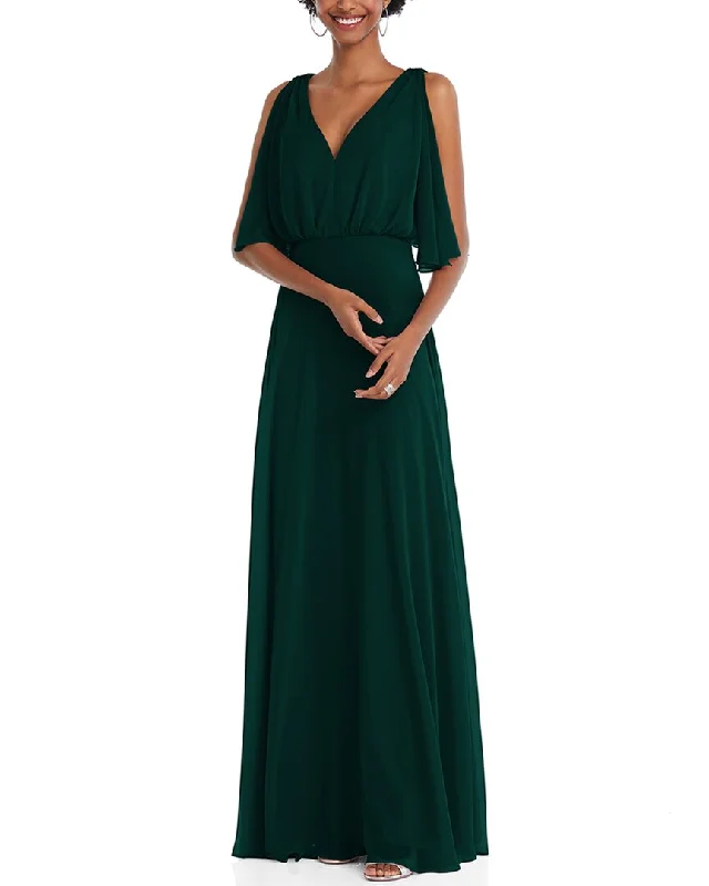 After Six V-Neck Split Sleeve Blouson Bodice Maxi Dress