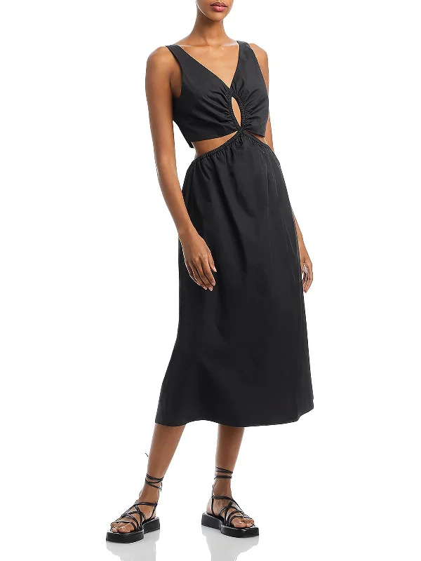 Dione Womens Cut-Out Cotton Maxi Dress