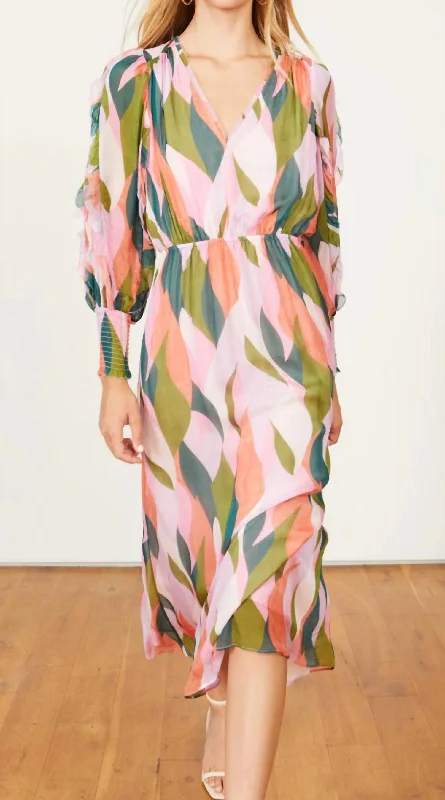 Lotus Leaves Maxi Dress In Pink