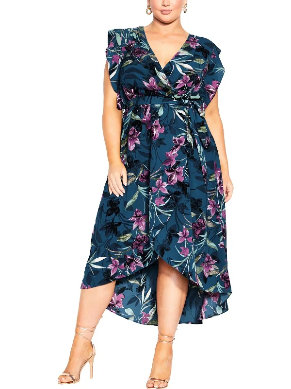 Plus Womens Floral Print Polyester Maxi Dress