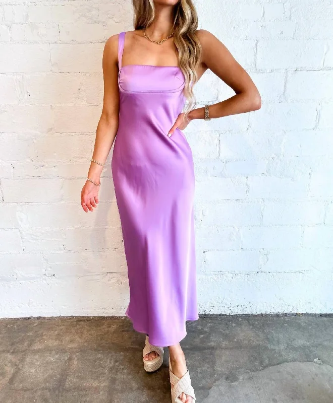 Stacie Satin Maxi Dress In Lavender