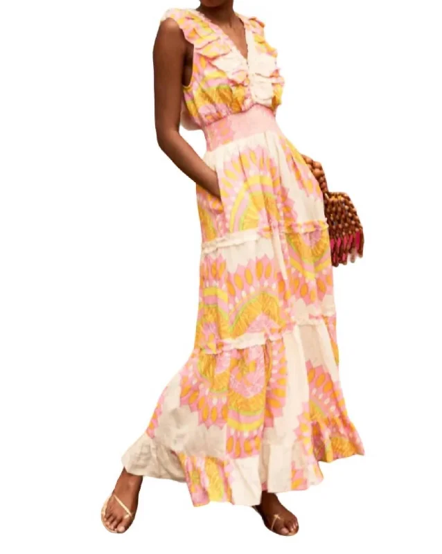 Sunrise Floral Print Maxi Dress In Multi