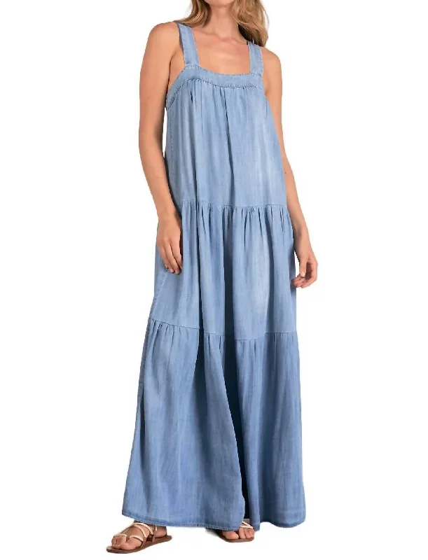 Tiered Maxi Dress In Blue