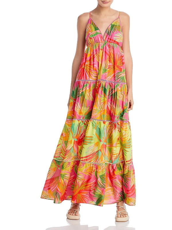 Womens Picot Trim Long Maxi Dress