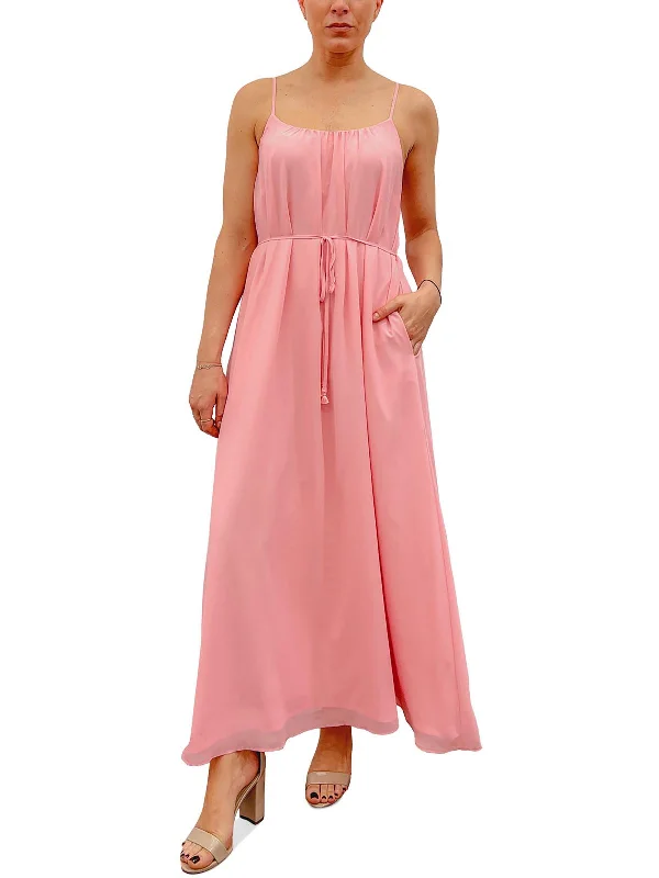 Womens Solid Chiffon Maxi Dress