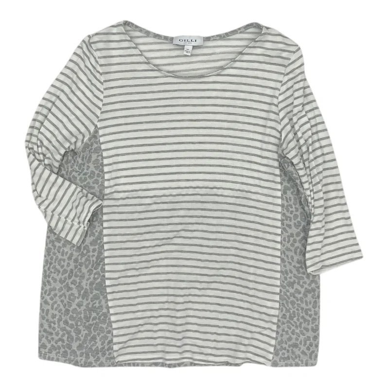 Top 3/4 Sleeve By Gilli In Grey & White, Size:Lp