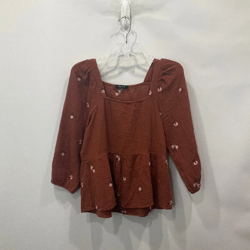 Top 3/4 Sleeve By Madewell In Brown, Size: Xxsp