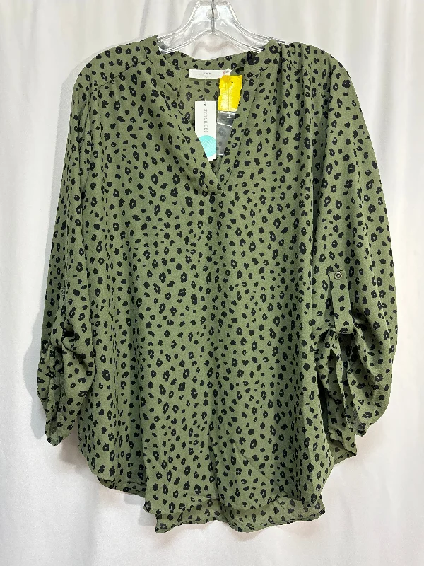 Top Long Sleeve By Lush In Green, Size: Xxl