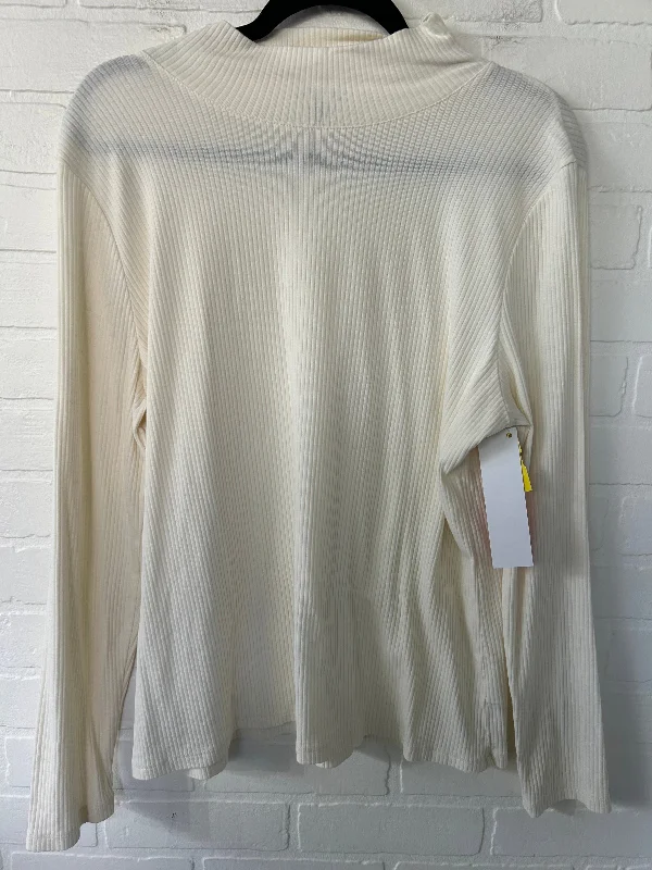 Top Long Sleeve By Talbots In Cream, Size: Xl