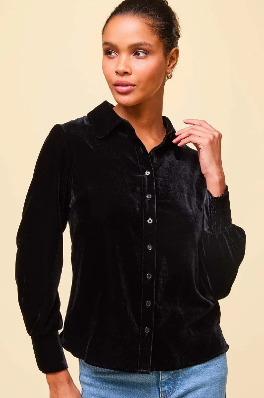 Ffion Velvet Shirt | Black